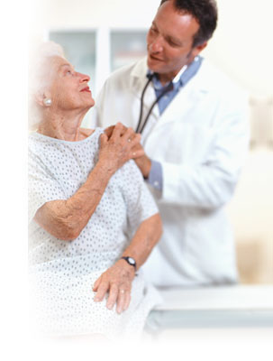 an image of a dentist and a female patient